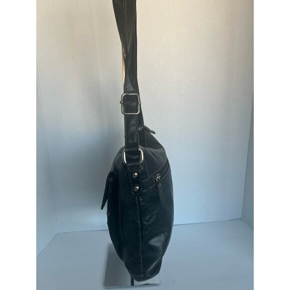 Giani Bernini Black Leather Crossbody Organizer Shoulder Bag Purse - Picture 2 of 13